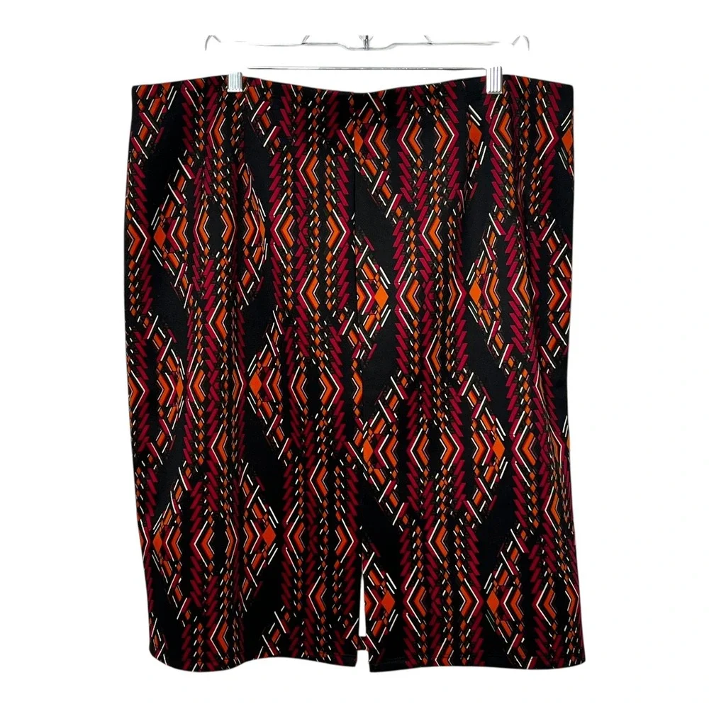 NYCC New York Clothing Co Womens XL Pencil Skirt Geometric Diamond Red Black